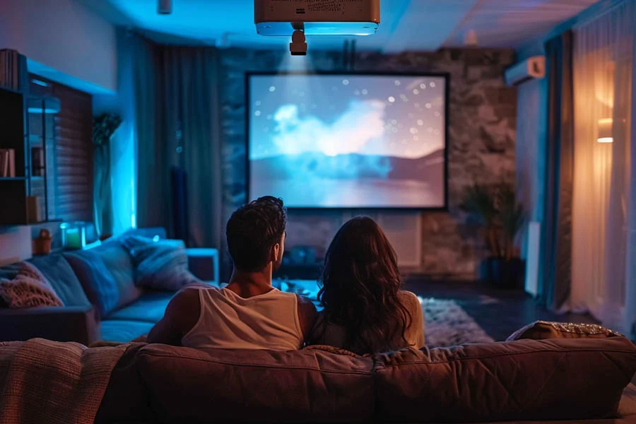 projector tv in living room